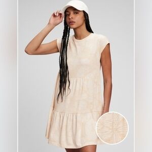 GAP Light Peach Pastel Tiered Cotton Floral Mini Dress Sz XL Milkmade Beach